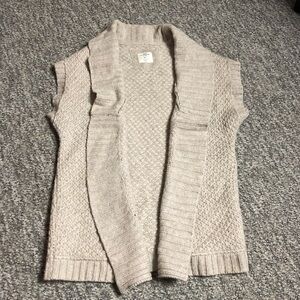 L.O.G.G Wool Tan Chunky Knit Sleeveless Cardigan Tan Size Small